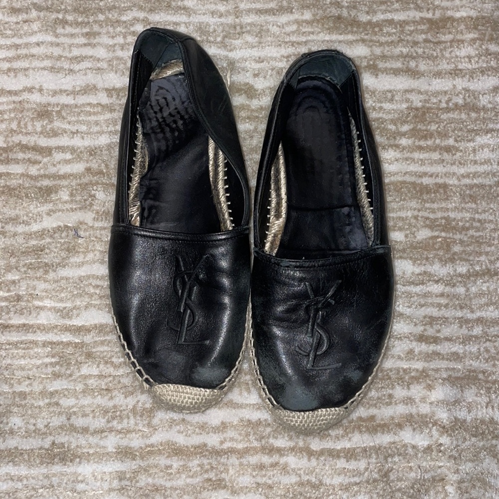 YSL black leather espadrilles
